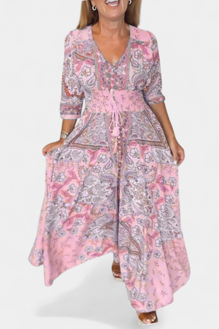 Dunya Casual Summer Dress with V-Neckline