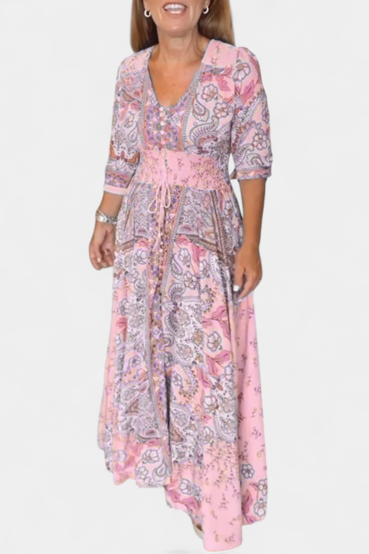 Dunya Casual Summer Dress with V-Neckline