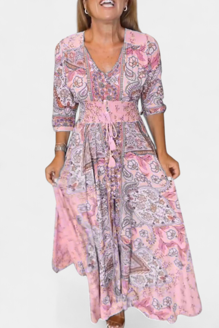 Dunya Casual Summer Dress with V-Neckline