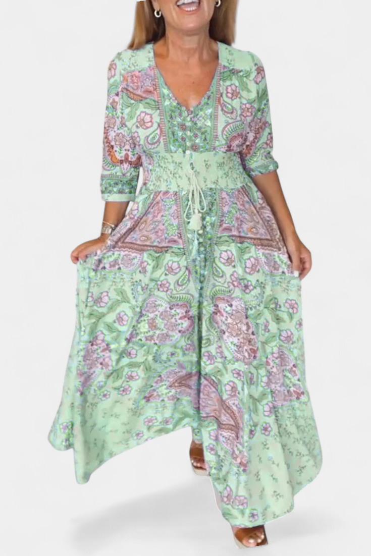 Dunya Casual Summer Dress with V-Neckline