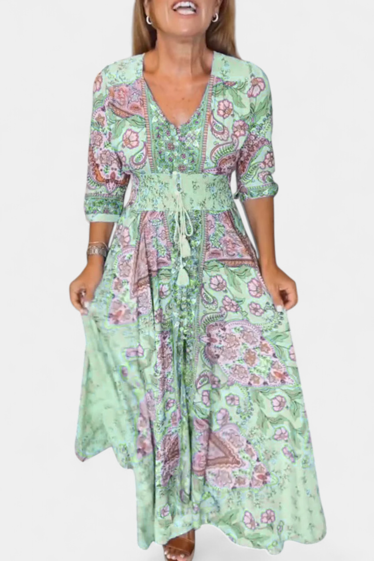 Dunya Casual Summer Dress with V-Neckline
