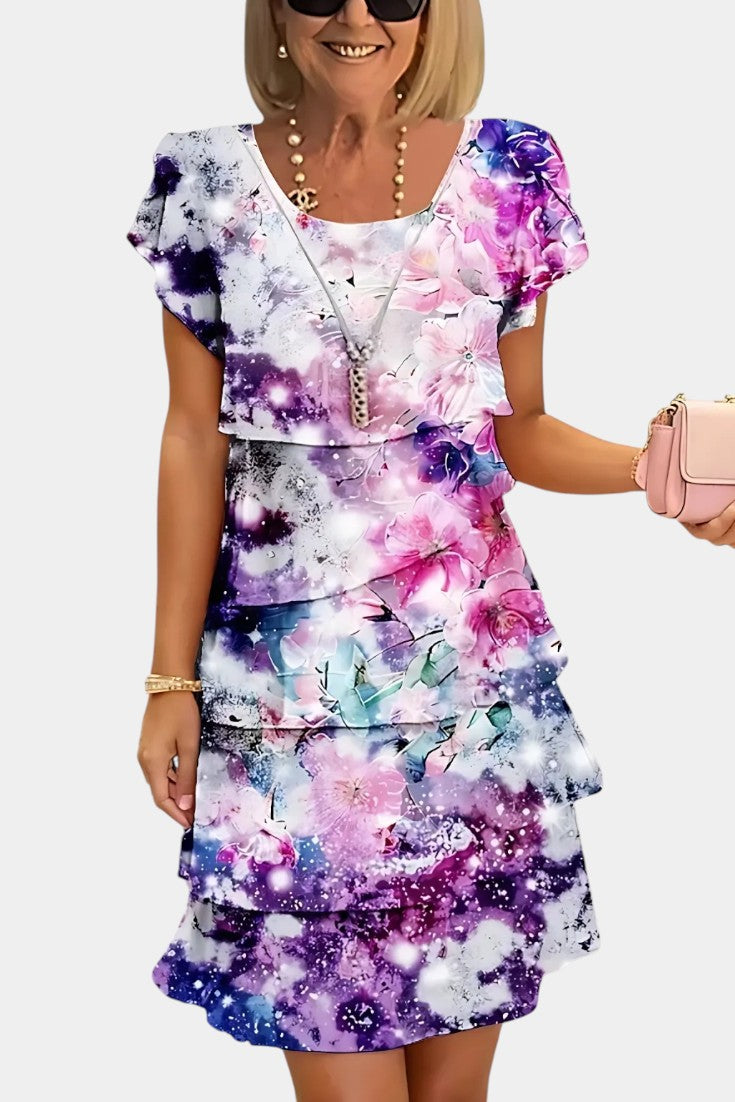 Tamara Layered Floral Satin Dress