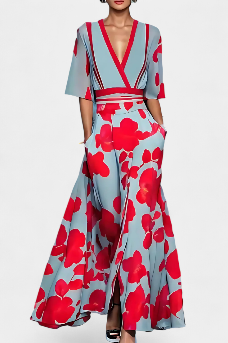 Daphne Elegant Floral Wrap Dress