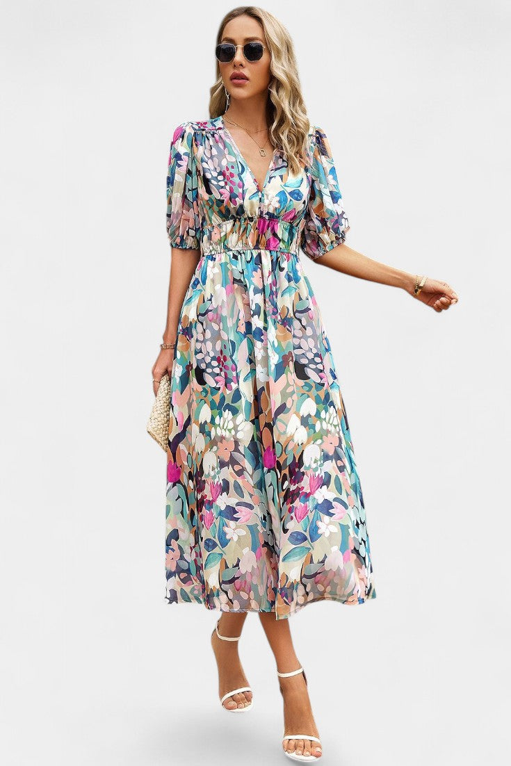 Georgina Floral V-Neck Midi Dress