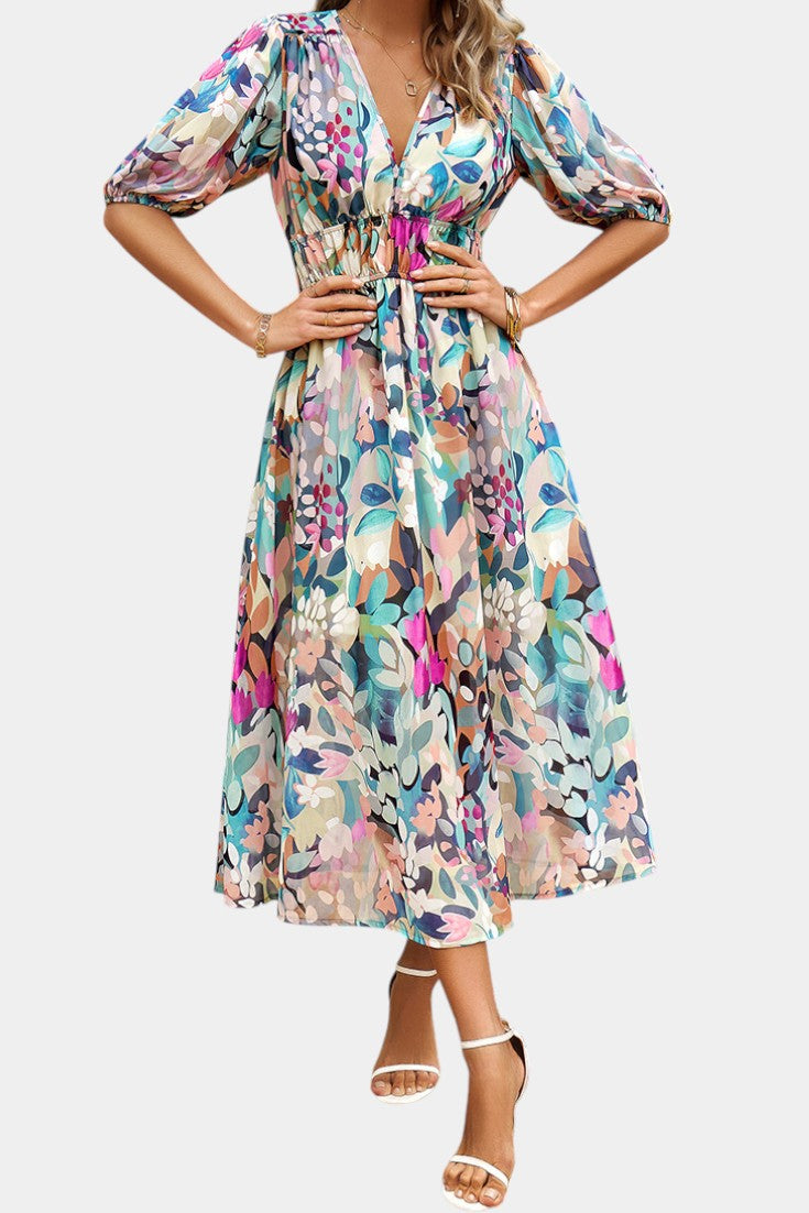 Georgina Floral V-Neck Midi Dress