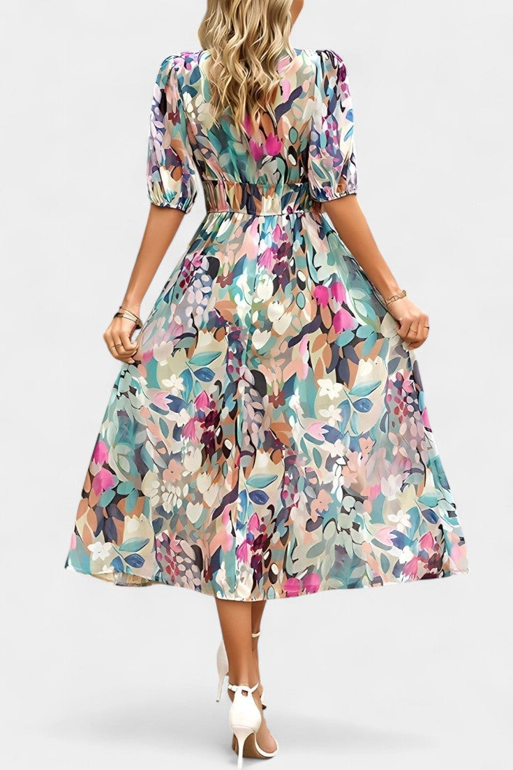 Georgina Floral V-Neck Midi Dress