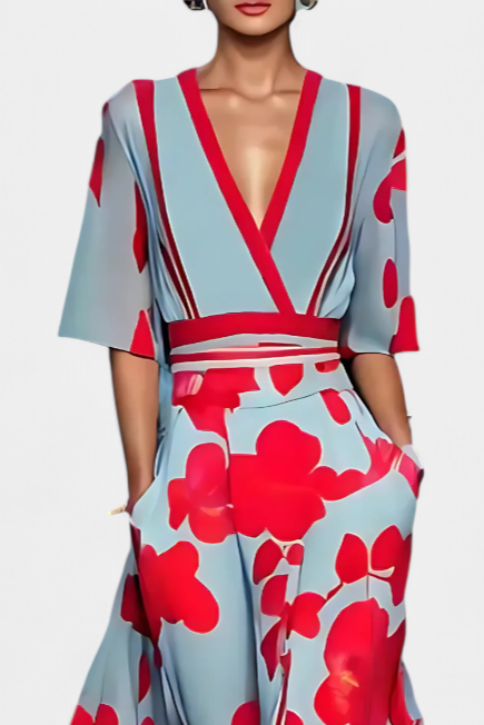 Daphne Elegant Floral Wrap Dress