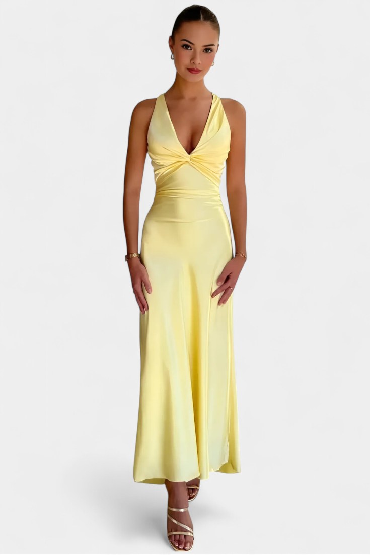 Dolores V-Neck Twisted Waist Dress