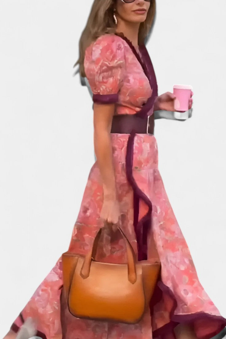 Louisa Asymmetrical Dress with Puff Sleeves