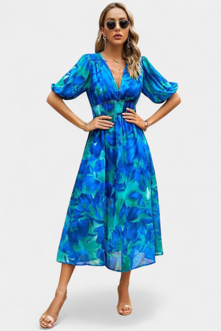 Georgina Floral V-Neck Midi Dress