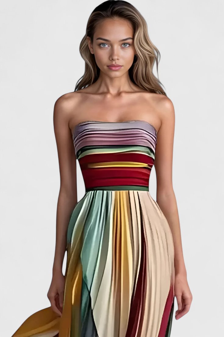 Leticia Long Dress with Soft Fall and Natural Style