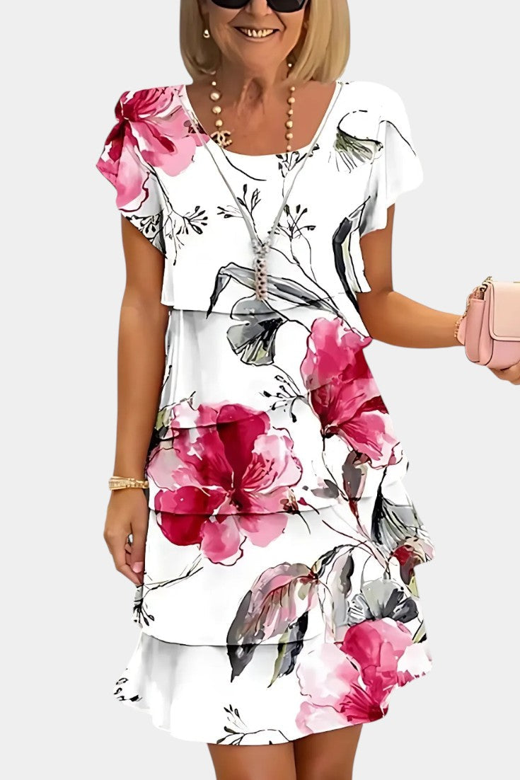 Tamara Layered Floral Satin Dress