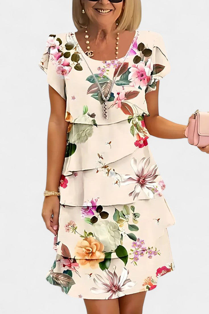 Tamara Layered Floral Satin Dress
