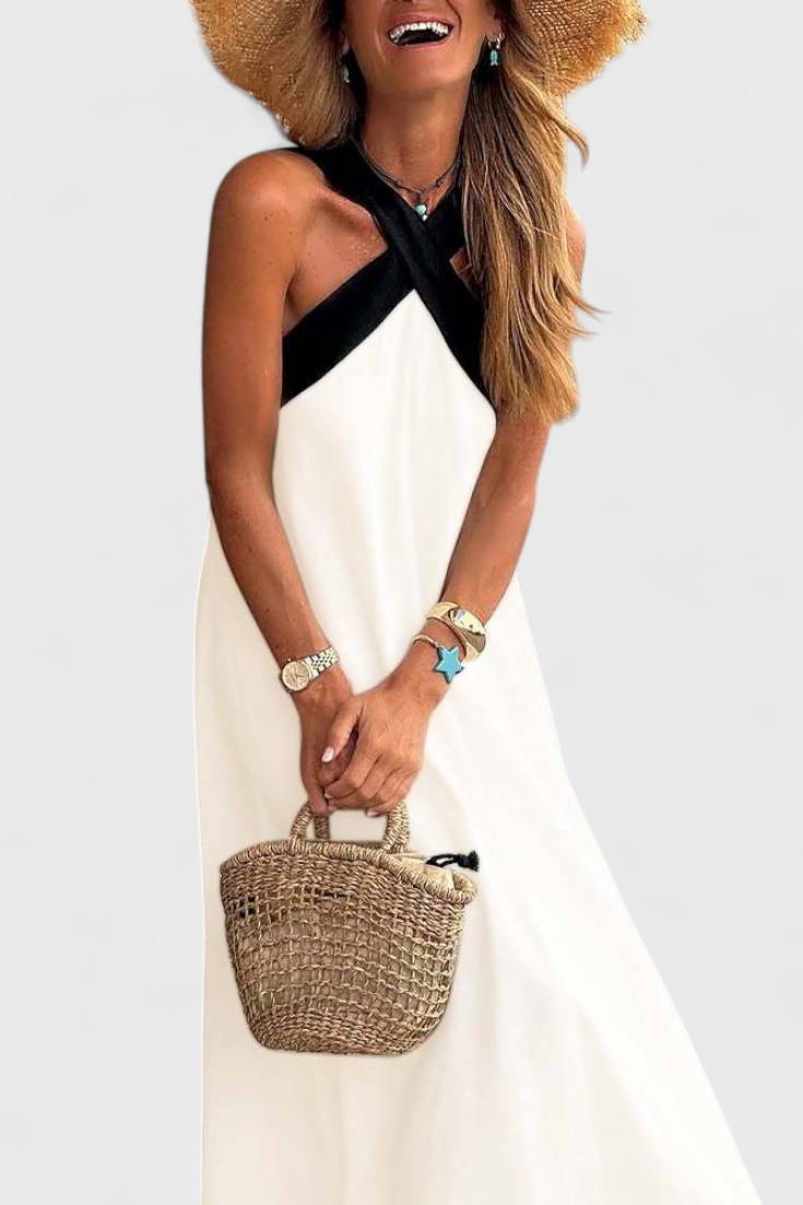Edith Dress with Cross Neck and Open Back