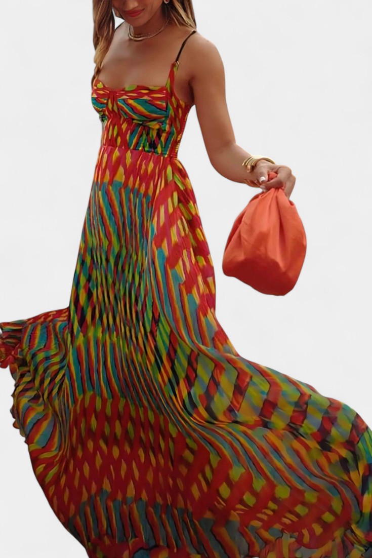 Oceana Halter Maxi Dress with Abstract Design