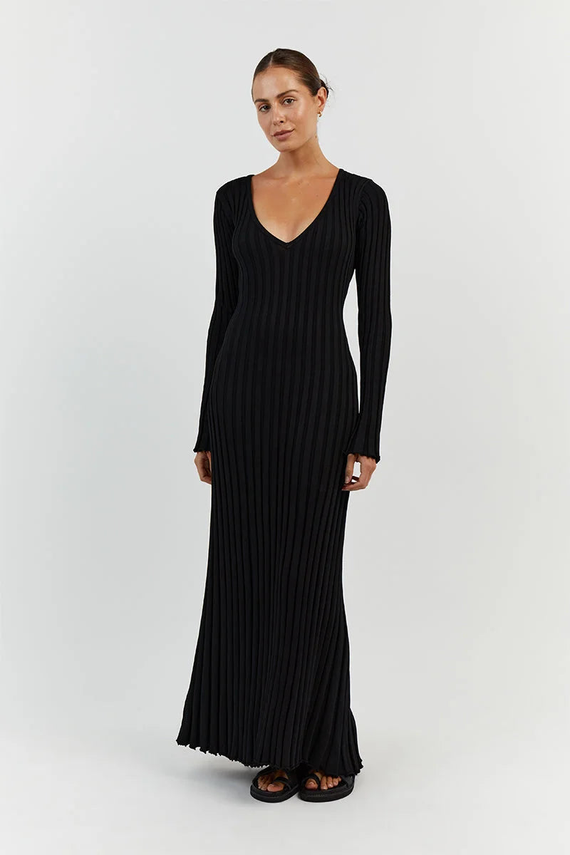 Gloria Ribbed Knit Dress with Belt