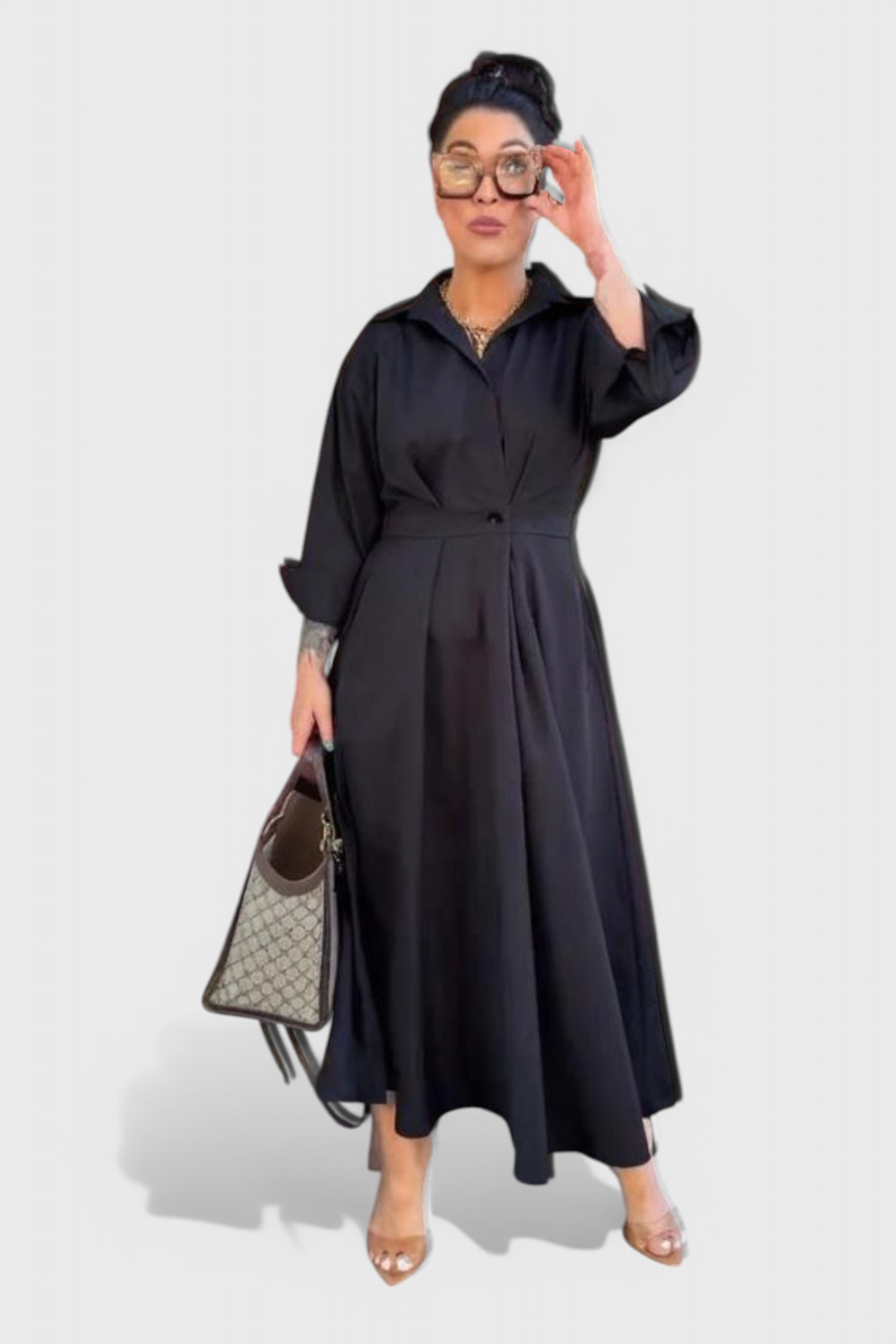 Celina Long Maxi Dress with Lapels