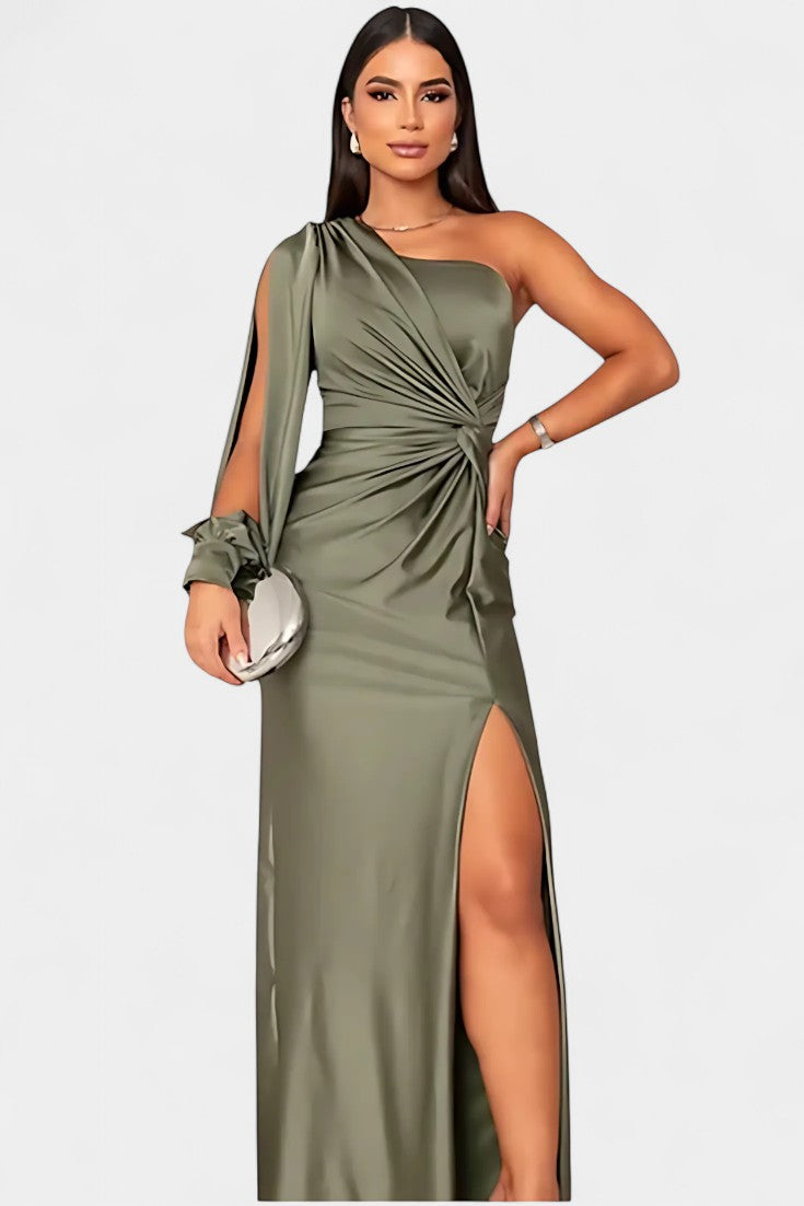 Charlotte One Shoulder Draped Asymmetrical Dress