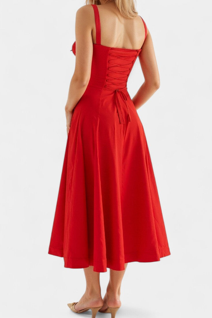 Vestido Midi A-Line Flora con Corsé
