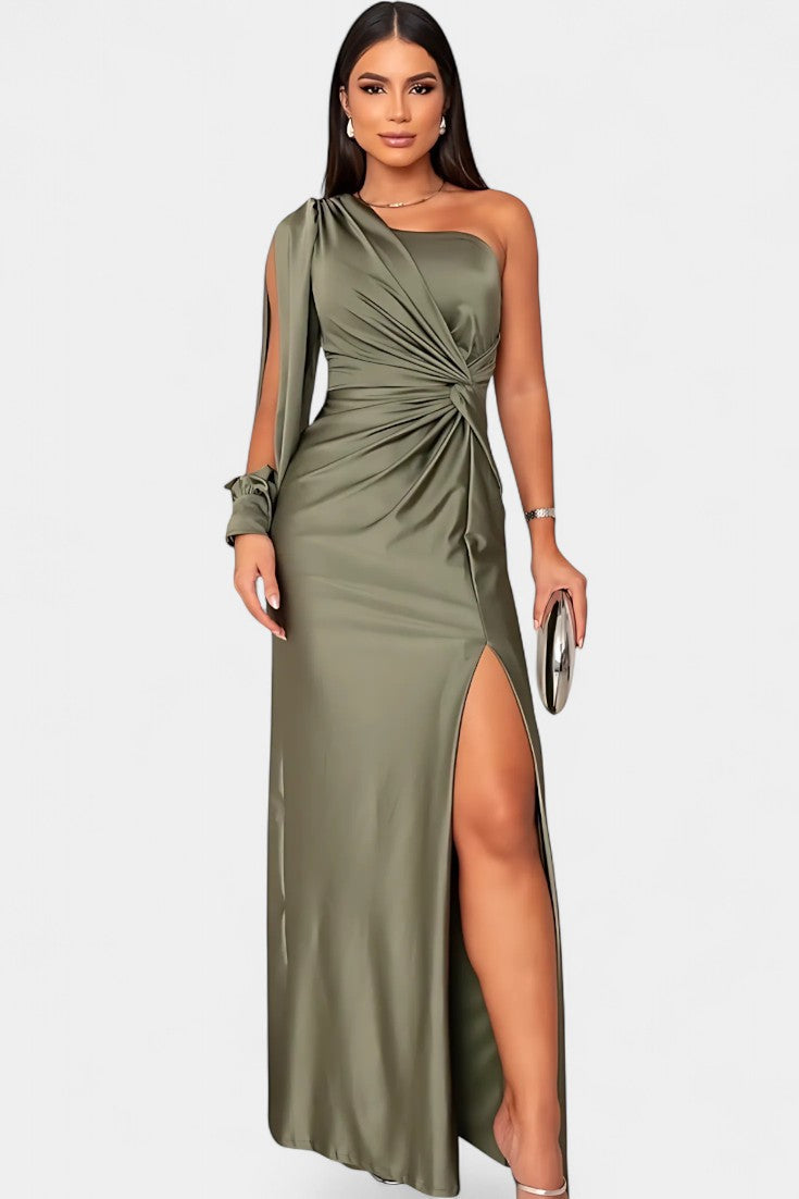 Charlotte One Shoulder Draped Asymmetrical Dress