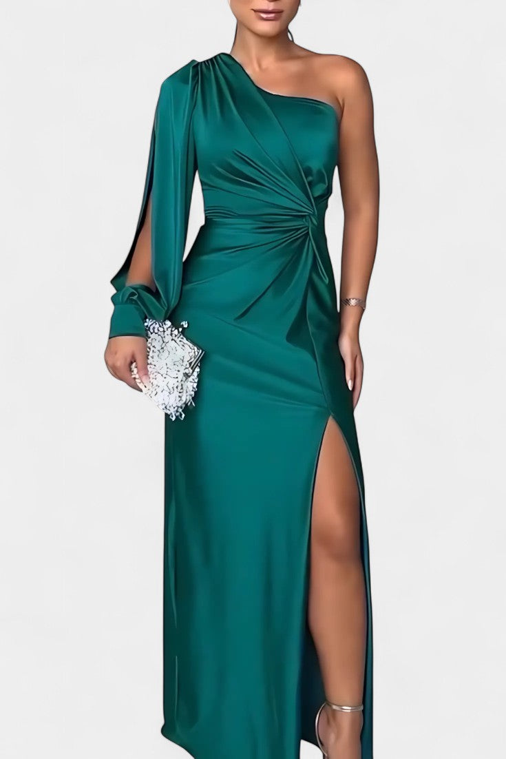 Charlotte One Shoulder Draped Asymmetrical Dress