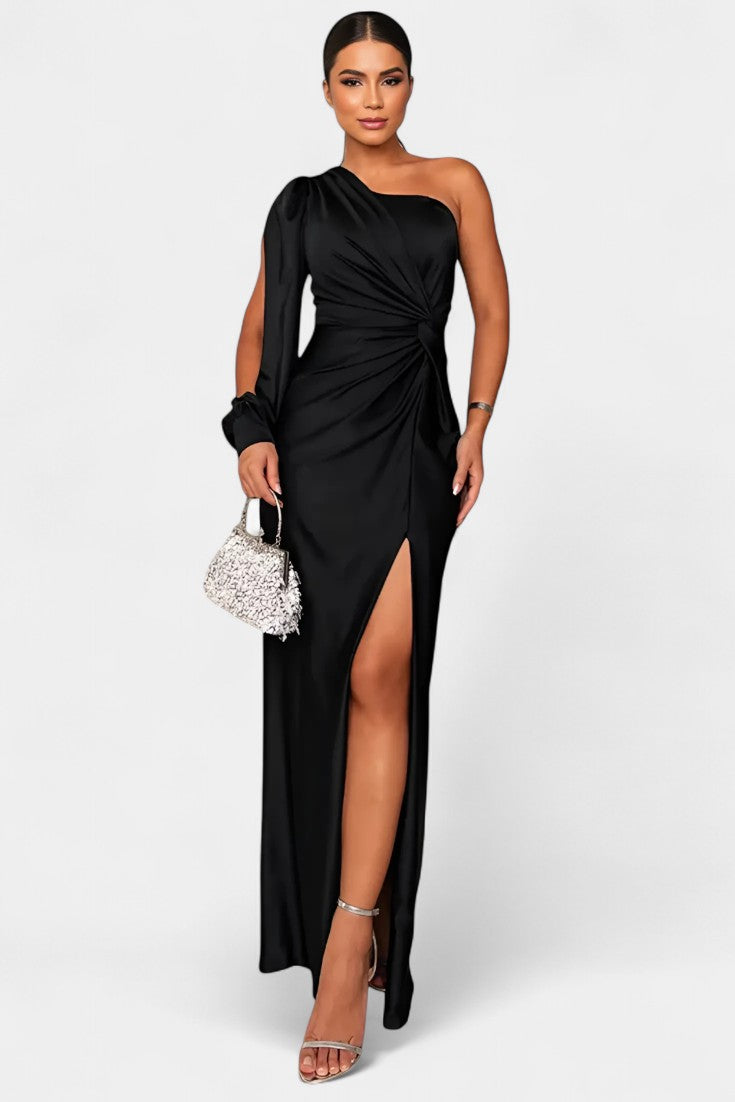 Charlotte One Shoulder Draped Asymmetrical Dress