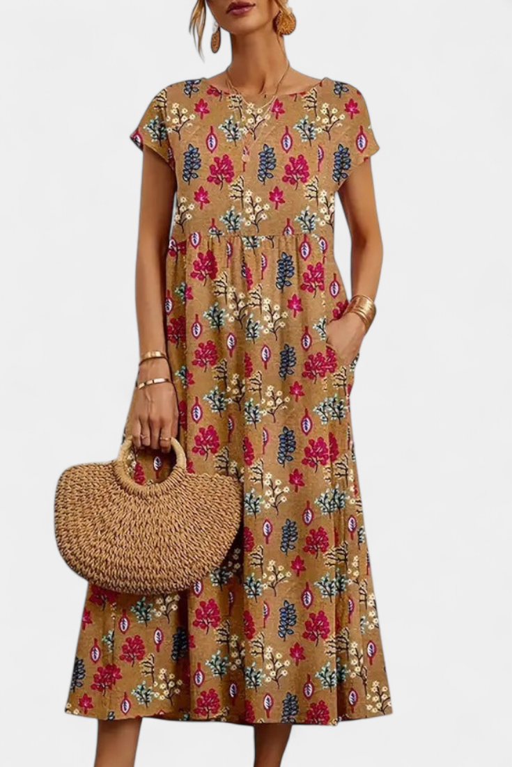 Yuridia Chic Floral Dress with Loose Silhouette