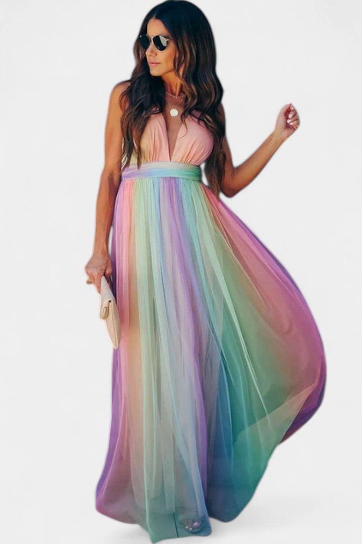 Gretchen Multicolor Striped V-Neck Dress