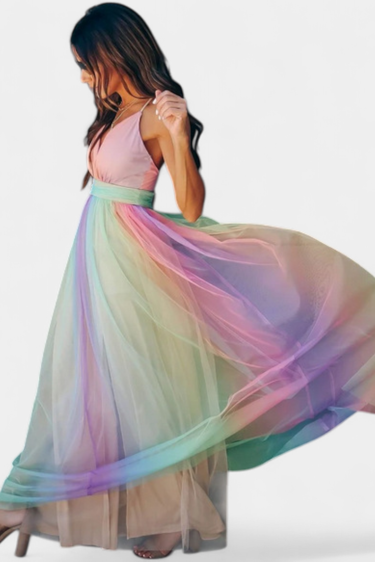 Gretchen Multicolor Striped V-Neck Dress