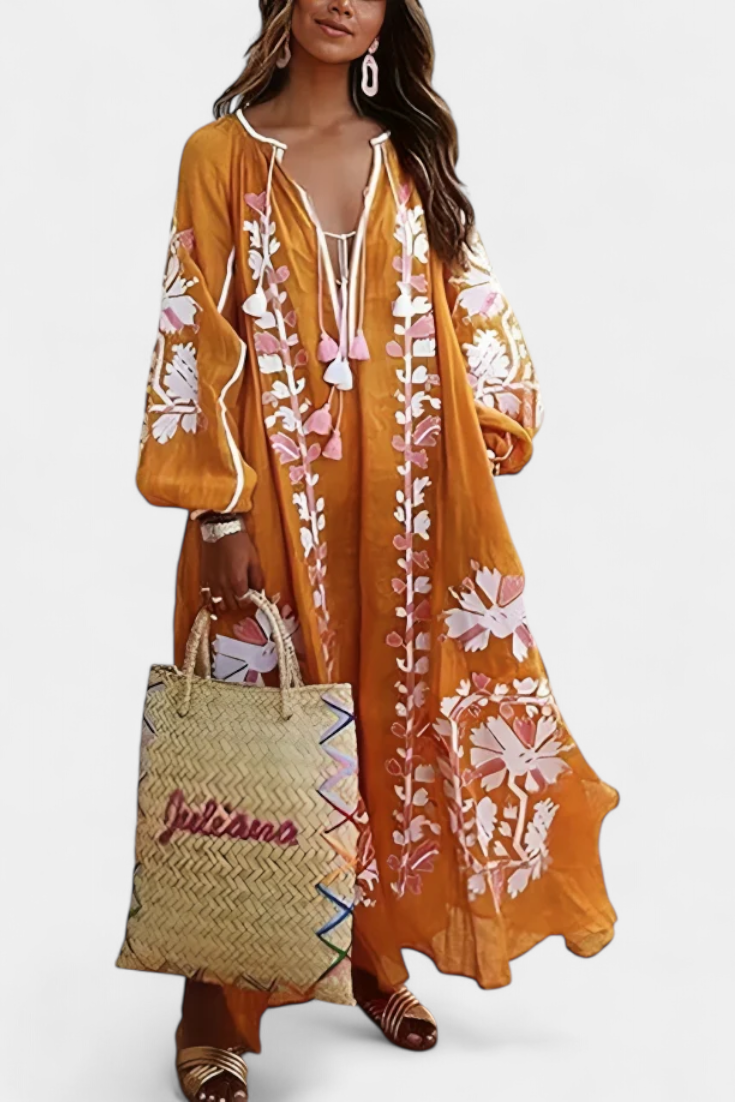 Alessia Long Sleeve Floral Bohemian Dress