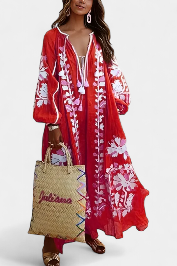 Alessia Long Sleeve Floral Bohemian Dress