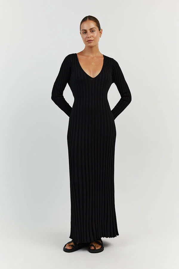 Gloria Ribbed Knit Dress with Belt