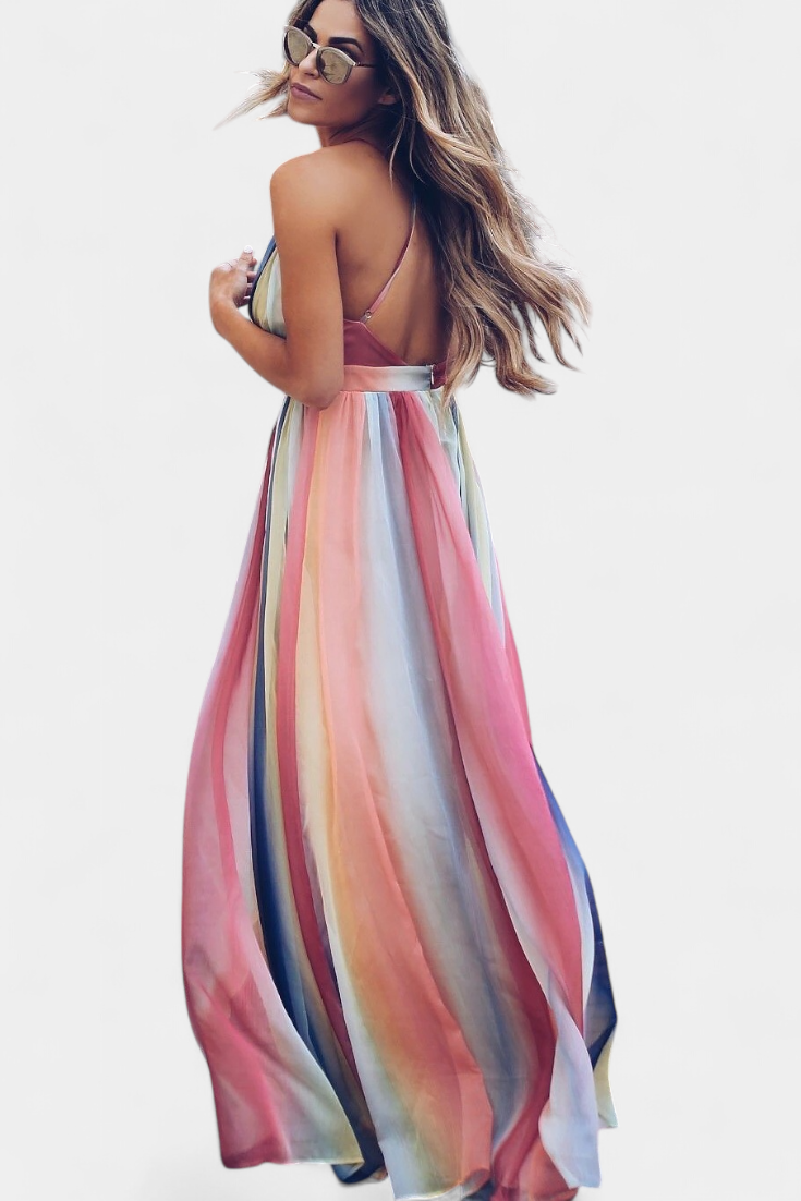 Gretchen Multicolor Striped V-Neck Dress