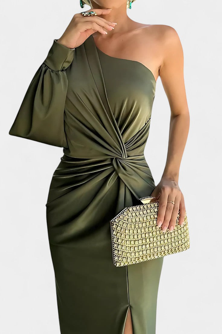 Charlotte One Shoulder Draped Asymmetrical Dress