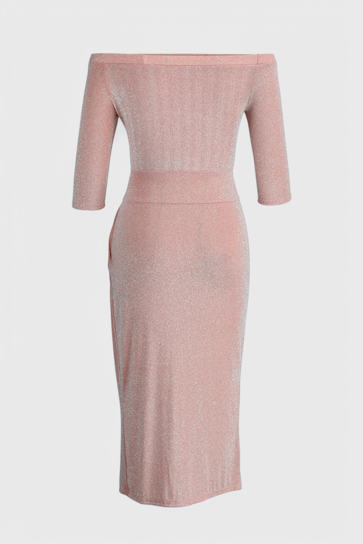 Alexa Off-the-Shoulder Satin Dress with Slit