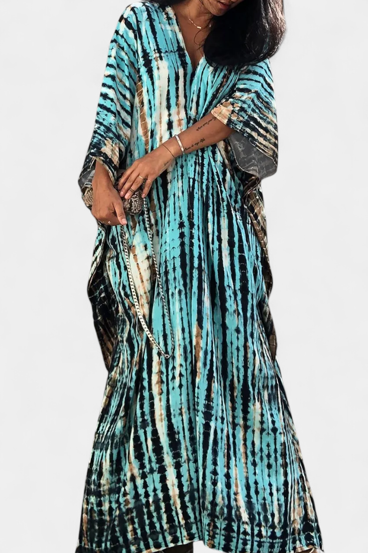 Rositsa Bohemian Tie-Dye Kaftan Dress