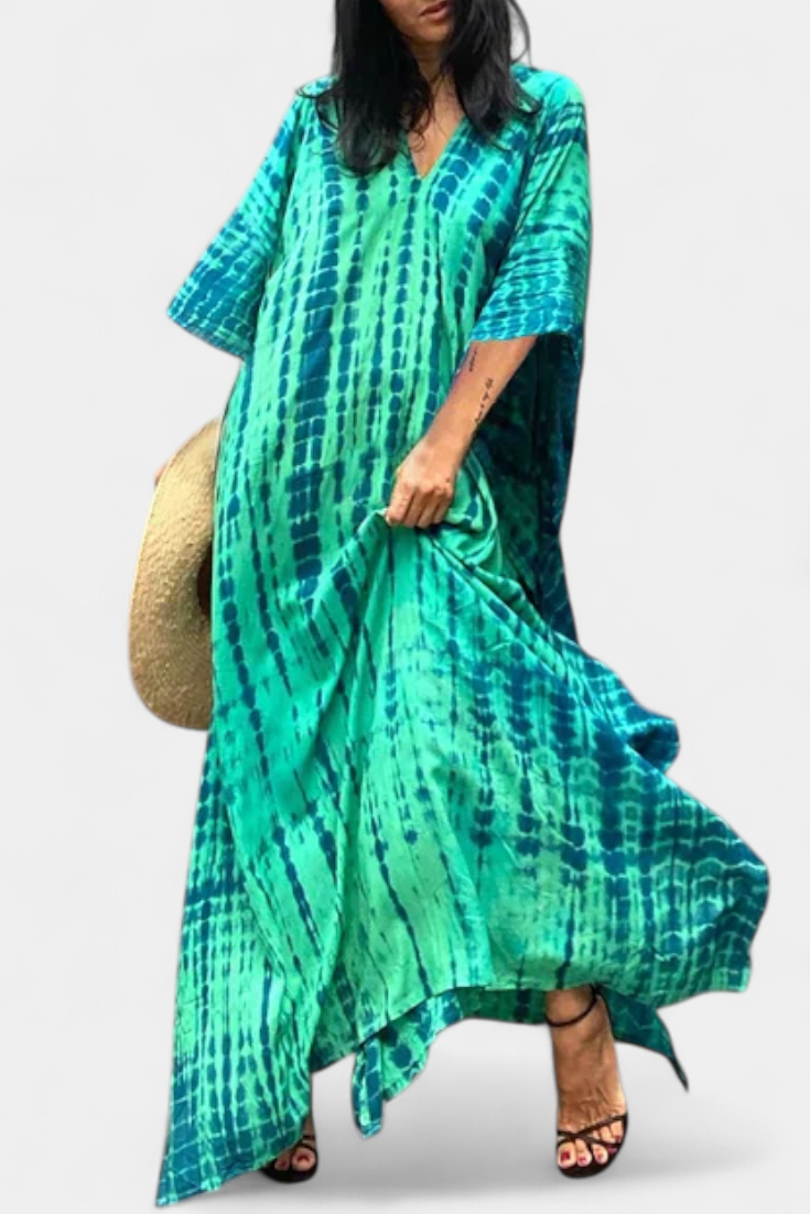 Rositsa Bohemian Tie-Dye Kaftan Dress