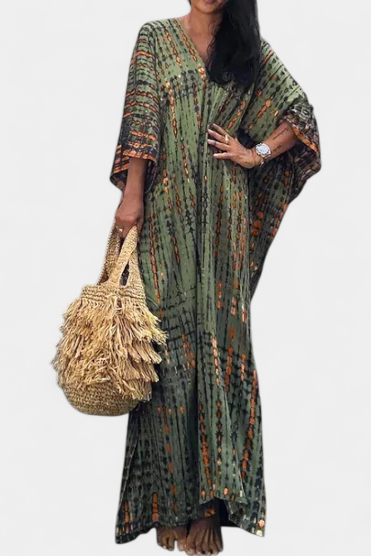 Rositsa Bohemian Tie-Dye Kaftan Dress