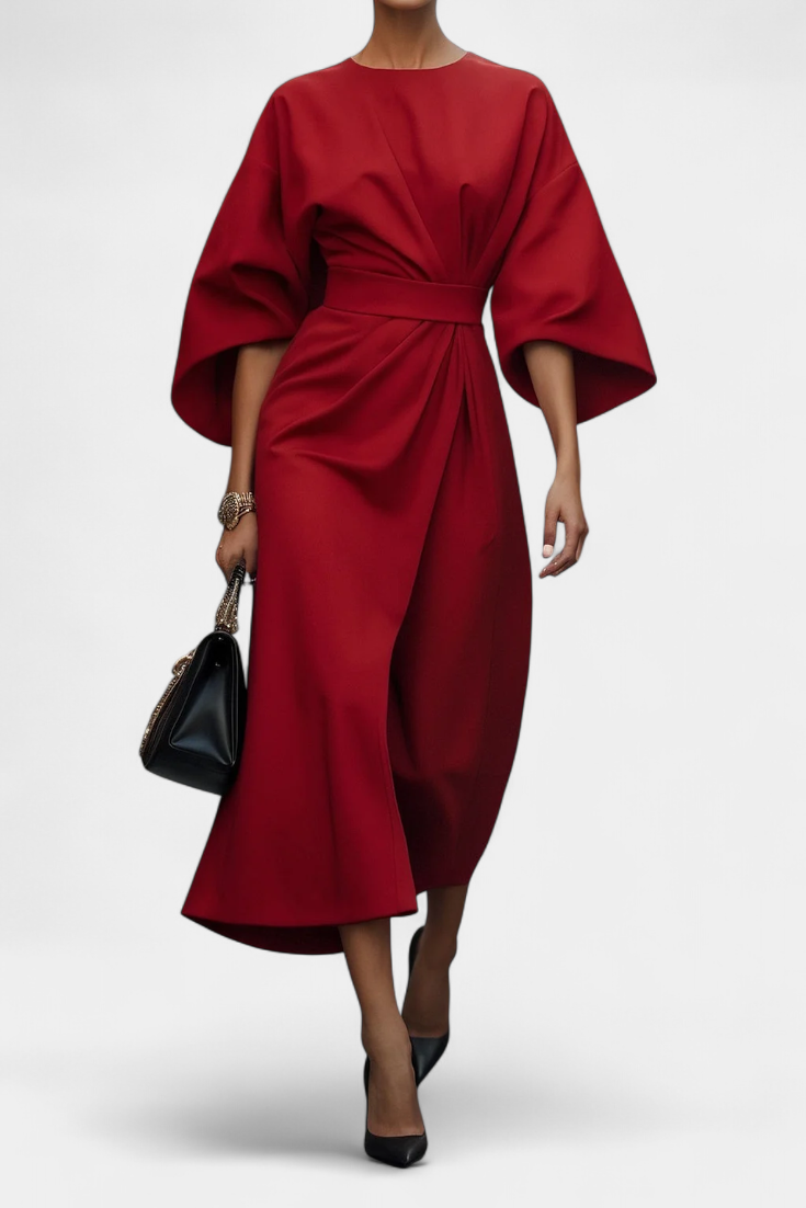 Micaela Midi Dress with Lantern Sleeves