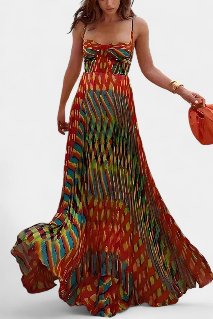 Oceana Halter Maxi Dress with Abstract Design