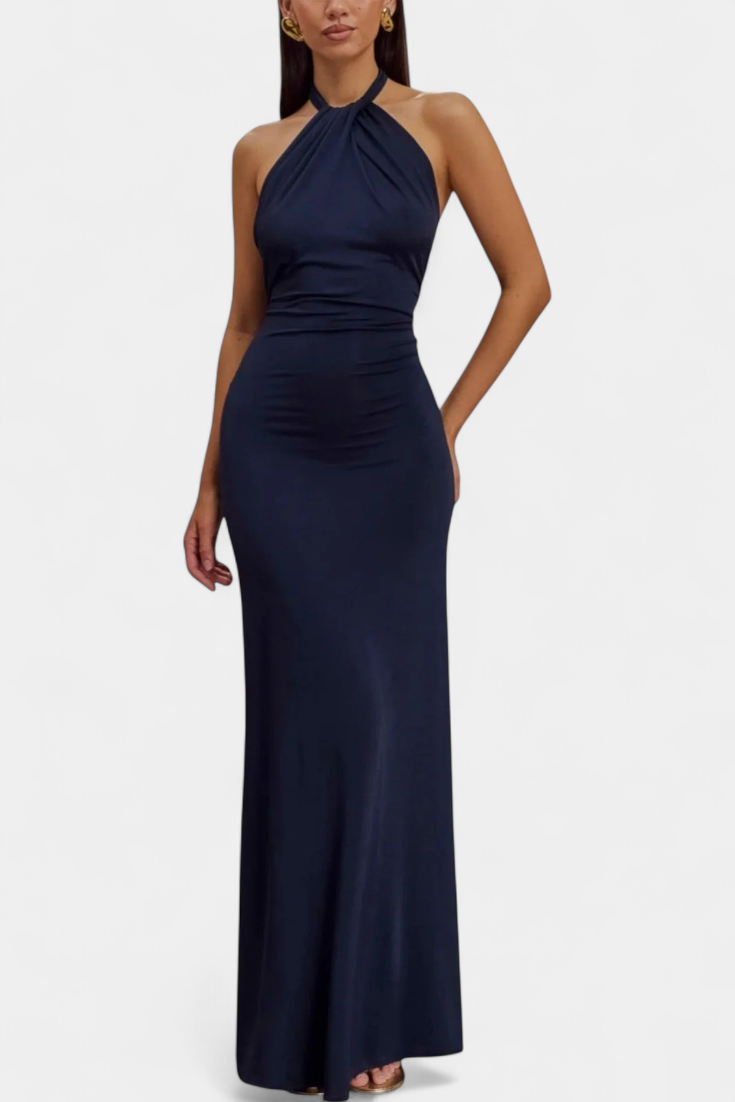 Trinity Halter Bodycon Dress with Ruched Back