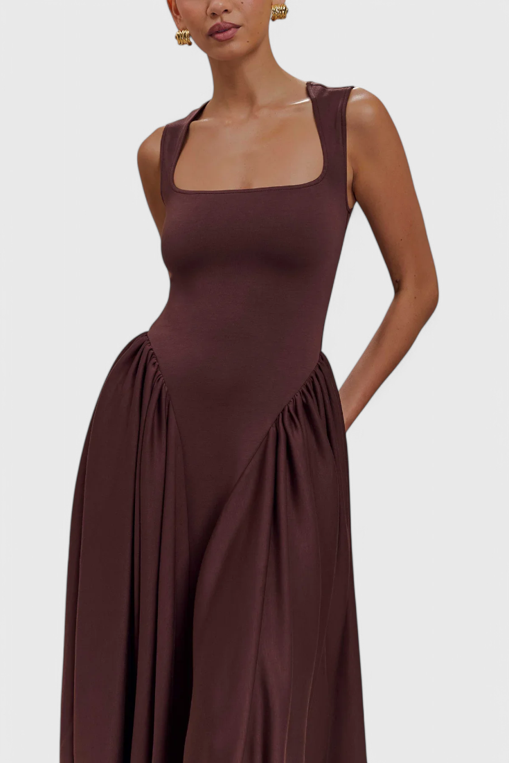 Verona Square Neckline Midi Dress