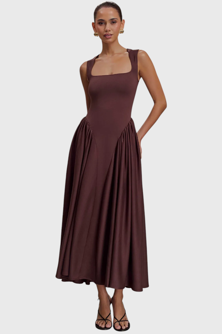 Verona Square Neckline Midi Dress