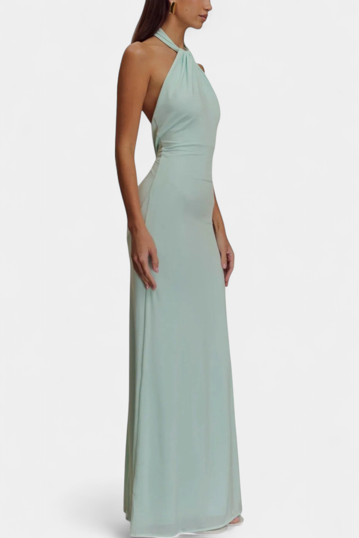 Trinity Halter Bodycon Dress with Ruched Back