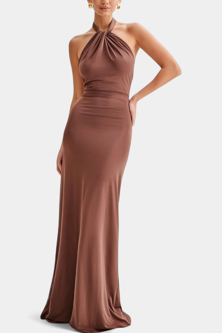 Trinity Halter Bodycon Dress with Ruched Back