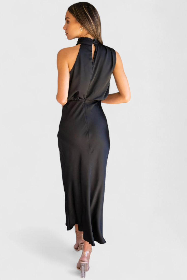 Rina Elegant Halter Neck Draped Dress