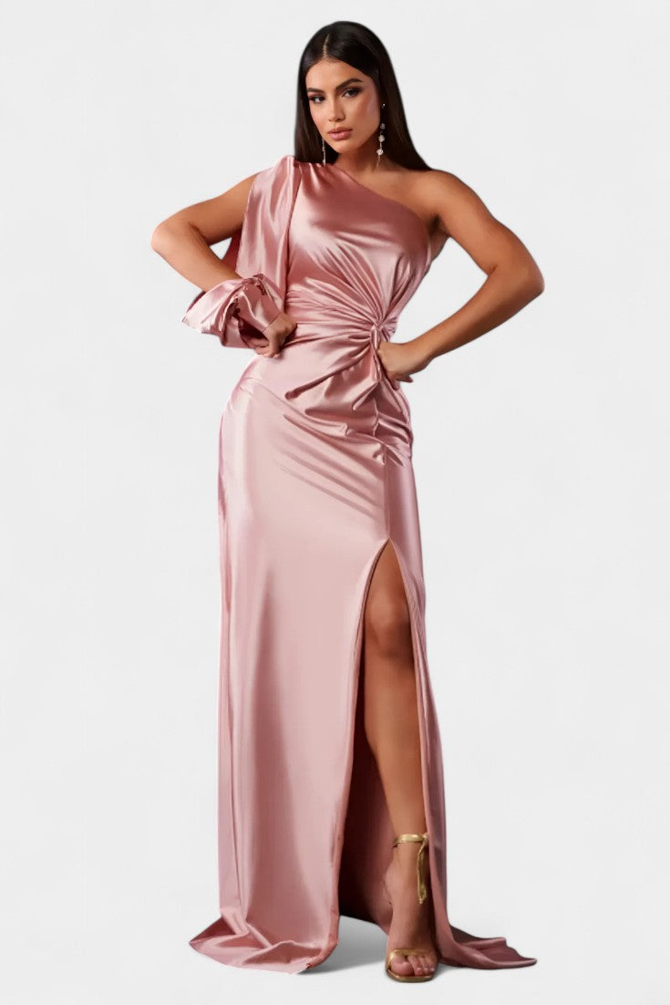 Charlotte One Shoulder Draped Asymmetrical Dress