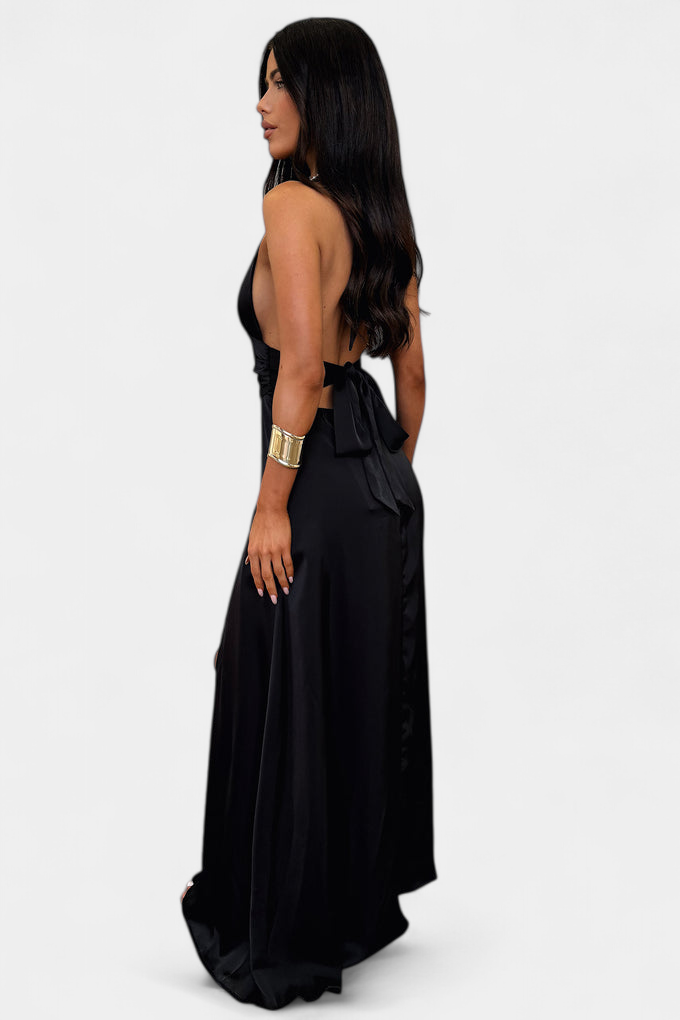 Latisha Halter Dress with Wide Slit