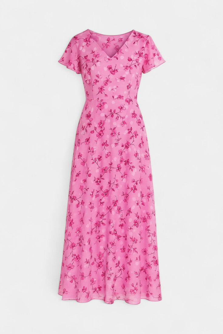 Amara Floral Maxi Dress with V-Neckline