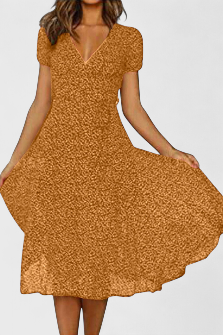Nuria Casual Midi Dress with V-Neckline
